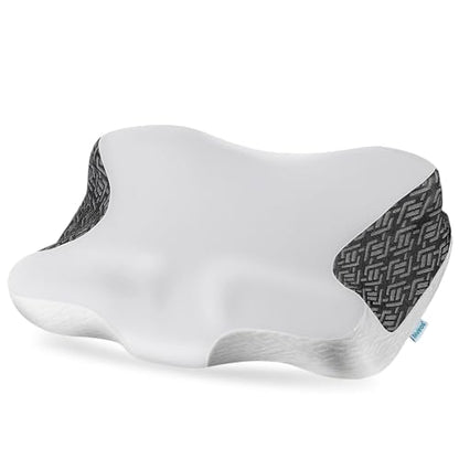 Elviros Cervical Neck Pillow for Neck Pain Relief, CPAP Pillow for Side, Back & Stomach Sleepers, Ergonomic Orthopedic Pillow for CPAP Users to Reduce Air Leaks and Mask Pressure, Dark Grey