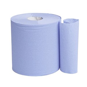 SOP-HARMA 6 x Blue Paper Rolls - 2 Ply Embossed Centre Feed - Hand Towel Tissue Rolls