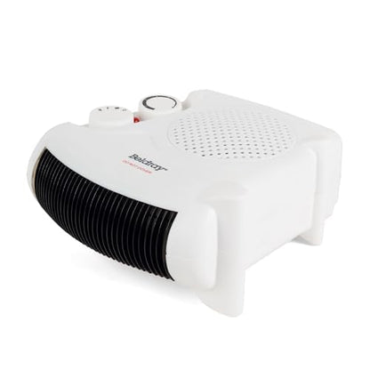 Beldray Electric Flatbed Fan Heater – Upright Heater with 2 Heat Settings and Cool Air Function, Adjustable Thermostat, Overheat Protection, Dual Position, Portable Carry Handle, 2000 W EH0569SSTK