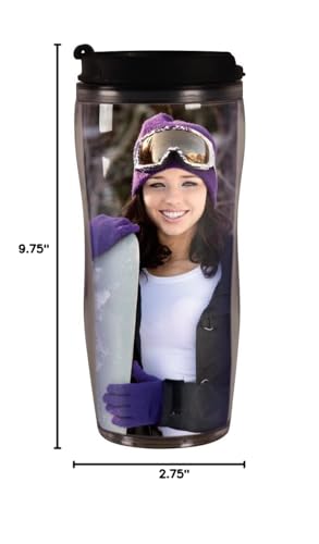 14 oz Photo Travel Mug with Flip Top - PixMug - The Mug That's a Picture Frame - DIY - Insert Your Own Photos or Create and Print Inserts Online – 1 Pack