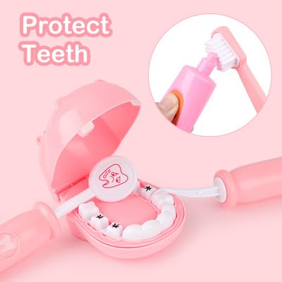 Doctors Set for Kids, 34-Piece Dentist Toys for Boys and Girls, Role Play Toys for 3+ Year Old with Carry Case, Stethoscope for Toddle, Dentist Tools, (include Doctor Costume)