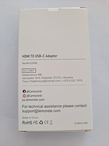Lemorele HDMI to USB C Adapter, USB C HDMI Adapter with 4K@60Hz Video for Nreal Air, Rokid Air, Thunderbird AR, GRAWOOW, switch, steam deck, PS4, PS5, Xbox, display,etc
