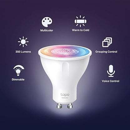 Tapo L630 (4-Pack) Smart Bulb, Alexa Light Bulb, Smart Light Bulb Spotlight, GU10 Lamp Base, 16 Million Colours, White Tunable, High Lumen & Dimmable, Remote Control, Voice Control Alexa & Google