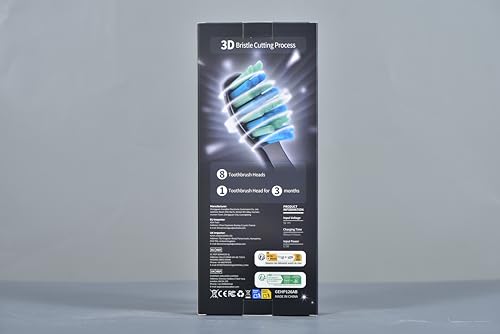 Electric Toothbrush, Sonic Toothbrushes with 8 Brush Heads 40000 VPM 5 Modes, Sonic Toothbrushes Fast Charge 4 Hours Last 30 Days, Rechargeable Electric Toothbrush for Adult (Black)