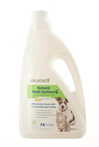 BISSELL Natural Multi Surface Floor Cleaning Solution, Floor Cleaner For CrossWave, SpinWave & HydroWave, Pet Floor Cleaner with Plant Based Cleaning Ingredients, Pet & Family Safe, 2L, 31221