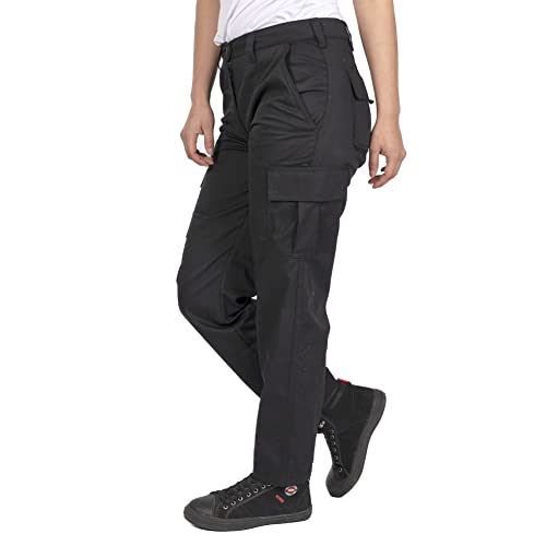 Lee Cooper Workwear LCLPNT241 Ladies Heavy Duty Easy Care Multi Pocket Work Safety Classic Cargo Pants Trousers, Black, 16 UK / 30" Leg (regular)