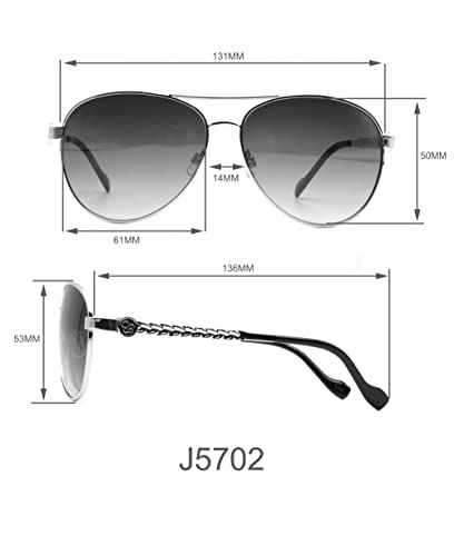 Jessica Simpson Women's J5702 Elegant Metal Aviator Pilot Sunglasses with UV400 Protection- Glamorous Lightweight Sunglasses for Women, 61mm