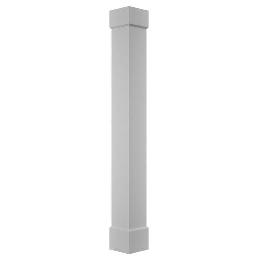 Ekena Millwork 10"W x 9'H Premium Square Non-Tapered Smooth PVC Endura-Craft Column Wrap Kit, Standard Capital & Base