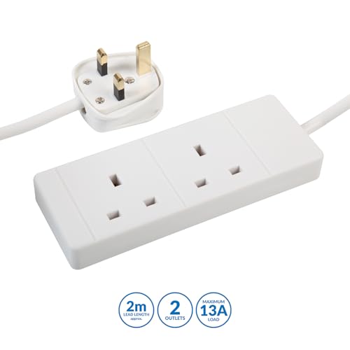 PRO ELEC PELB1509 2 Gang Extension Lead White, 2m