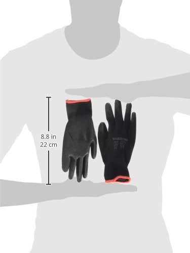Warrior PU Coated Nylon Work Gloves,NB7/S (Size 7/Small) Black, Set of 12