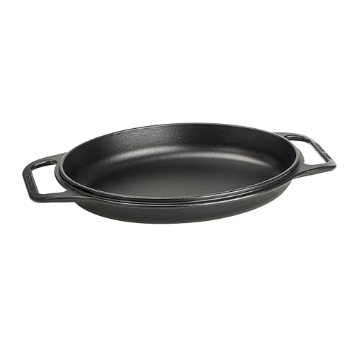 Victoria Dutch Oven Pot and Pan Induction Enamelled Cast Iron 31 cm Oval, Set of 2 Cocotte 5.7 L, PTFE and PFOA Free, Suitable for Fire, Barbecue, Oven, Ceramic Hob, Gas