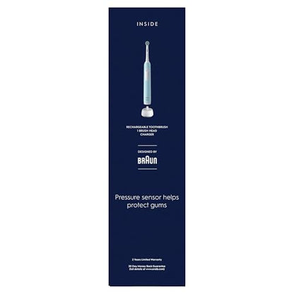 Oral-B Pro 1 Electric Toothbrushes Adults, Oral B Electric Toothbrush, With 3D Cleaning, 1 Toothbrush Head, Gum Pressure Control, 2 Pin UK Plug, Blue, Travel Electric Toothbrush