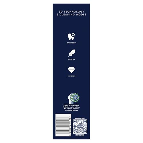 Oral-B Pro 1 Electric Toothbrushes Adults, Oral B Electric Toothbrush, With 3D Cleaning, 1 Toothbrush Head, Gum Pressure Control, 2 Pin UK Plug, Blue, Travel Electric Toothbrush