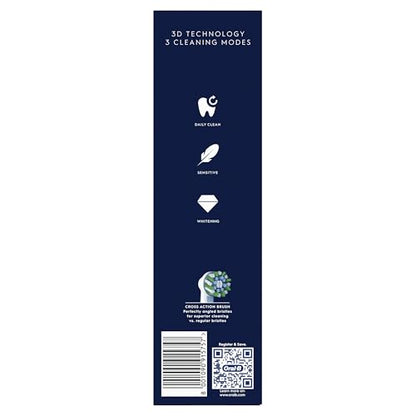 Oral-B Pro 1 Electric Toothbrushes Adults, Oral B Electric Toothbrush, With 3D Cleaning, 1 Toothbrush Head, Gum Pressure Control, 2 Pin UK Plug, Blue, Travel Electric Toothbrush