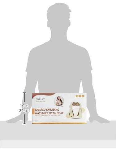FIVE S FS8801 Shiatsu Neck and Back Massager with Heat Deep Kneading Massage for Neck, Shoulders, Back, Legs, Feet for Home, Office, Car - Beige