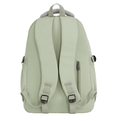FIORETTO Lightweight School Backpack Womens, Cute School Bag for Teenager Girls, 14 Inch Laptop Rucksack Casual Daypack Backpack for Travel College Work Green