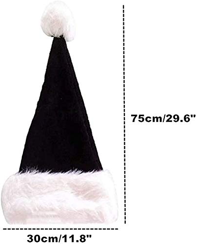 LKQBBSZ Black Santa Hat for Adults, Black & White Deluxe Adults Santa Hat for Black Christmas Theme New Year Festive Holiday Party Supplies