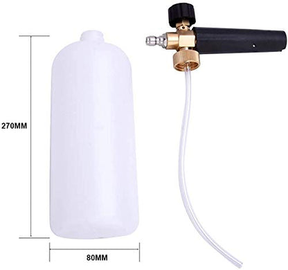 Snow Foam Lance 1/4" Quick Release Car Wash Foam Cannon Pot with Adjustable Nozzle, High Pressure Washer Soap Dispenser Bottle (1L)