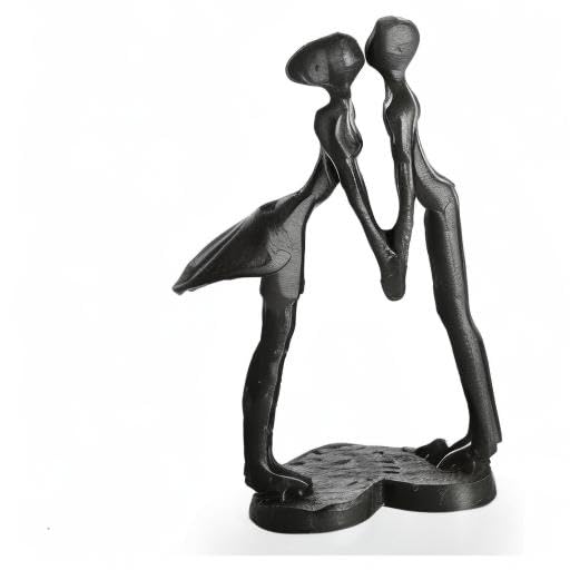 Aoneky Affectionate Couple Art Iron Sculpture, 6 Years of Love Wedding Passionate Love Figurine Statue Romantic Metal Ornament Mantelpiece Table Decoration (Hold Hands Kiss)