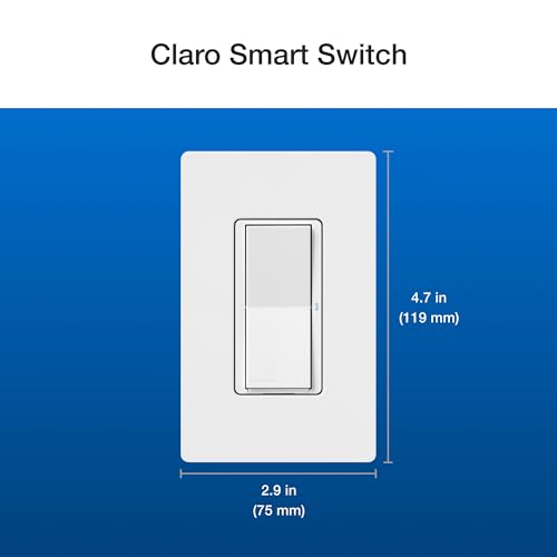Lutron Claro Smart Light Switch for Caseta Lighting, for LED Lights, Fans, 5 Amp, Single-Pole/3-Way, Neutral Required, DVRF-5NSS-WH-2, White, 2 Pack
