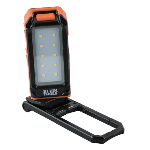 Klein Tools 56403 LED Light, Rechargeable Flashlight/Worklight with Kickstand and Carabiner, Charges Small Electronics, for Work, Camping