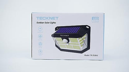 TECKNET Outdoor Solar Light 231 LED, 3 Modes Motion Sensor, Solar Powered Security Light 300° Wide Angle, IP65 Waterproof, Solar Wall Light for Front Door/Fence/Yard/Garage/Garden (2 Pack)