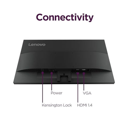 Lenovo L22e-40 Monitor, 21.45” FullHD Resolution, 250 nits Brightness, 75Hz Refresh Rate, AMD FreeSync, HDMI and VGA Ports, Tilt-Adjustable Stand, Natural Low Blue Light, Cloud Grey