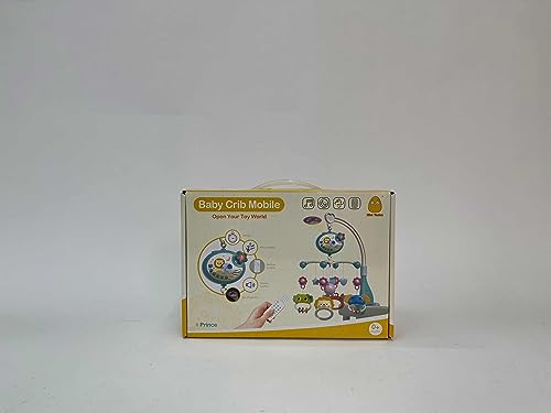Mini Tudou Baby Musical Crib Mobile with Star Projection & Timing Function,Remote Control Music Box with Muisc & Night Lights,Hanging Rotating Animal Rattles for Kids,Toy for Newborn 0-24 Months