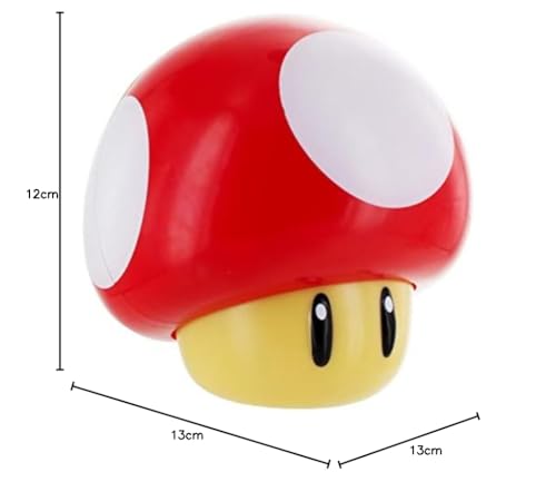 Super Mario Brothers Mushroom Figure Light - Officially Licensed Collectable Movie Merchandise With Sound, Gifts For Boys, Kids Bedroom Accessories | Paladone