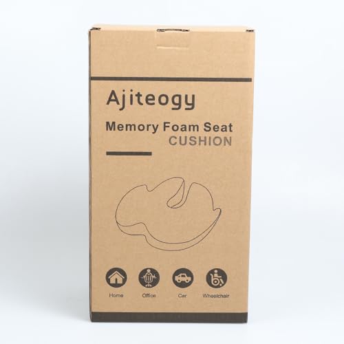 Ajteogy Memory foam Seat Cushion-Ergonomic Tailbone Support, Cushion Engineered for Long-Term Siting-Soft, Supportive, and Breathable