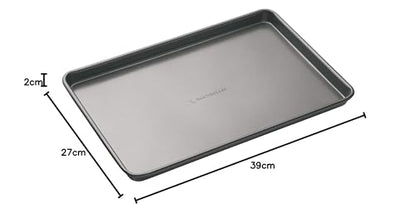 MasterClass Large Baking Tray with PTFE, PFOA and BPA Free Non Stick, Robust 1mm Thick Carbon Steel, 39 x 27 cm, Grey