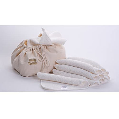 Homy Textiles Pack of 25 Bamboo Reusable Wash Cloth & Baby Wipes - 20 cm x 20 cm Soft Flannel Face Cloth with a Decorative Stylish 100% Cotton Bag - Newborn Essentials