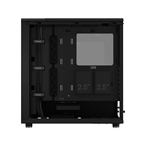 Fractal Design North Charcoal Black Tempered Glass Dark - Wood Walnut front - Glass side panel - Two 140mm Aspect PWM fans included - Type C USB - ATX Airflow Mid Tower PC Gaming Case