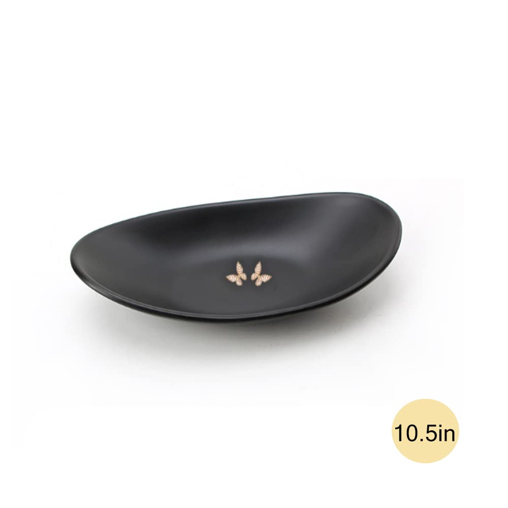 Black Ring Dish Centerpiece Jewelry Tray Key Tray Organizer for entryway, Dresser Decor Key Dish Jewelry Bowl Decorative Dish (Big Oval)