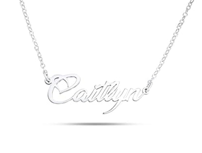 ZNA Jewels Personalised Name Necklace for Women - Customised Sterling Silver Dainty Heart Pendant, Elegant Jewellery Ideal for Birthday, Gifts for Women, Girls & Teens (925 Sterling Silver)