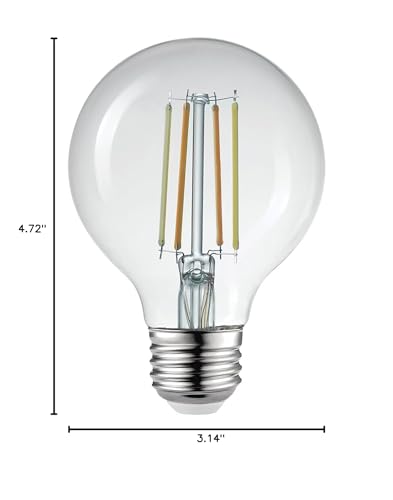 GLOBE Electric 34919 Wi-Fi Smart 5.5W (60W Equivalent) Straight Filament Tunable White Amber Glass LED Light Bulb, No Hub Required, Voice Activated, 2000K - 5000K, Vintage Edison Style, 500 Lumns