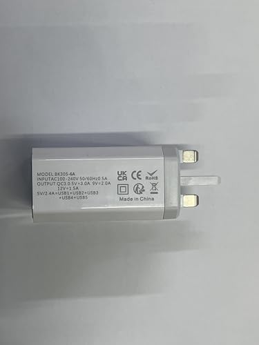 Tupneuf 33W USB Plug Fast Charge, 6-Port Multi Charger Plug UK Charging Power Adapter Multiple Quick Charge 3.0 Wall Mains Plug for iPhone 16 15 14 13 12 11 Pro Max X XR XS 8 7 6 6S Plus 5 5S SE, iPad