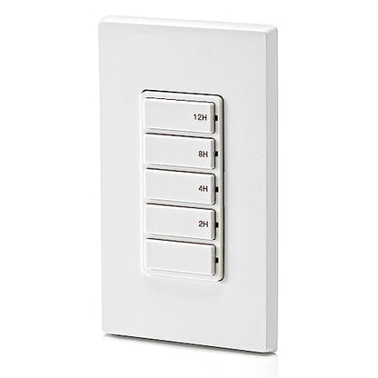 Leviton Countdown Timer Switch for bathroom fan and household lights, 5-10-15-30 min, No Neutral Required, Single Pole, 15A, 1/2 HP/9.8A Fan/Motor, DT130-1LW, White