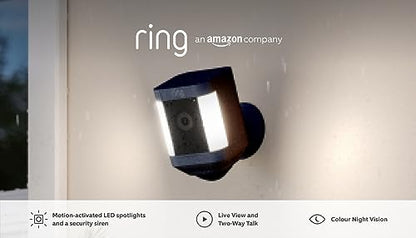 Ring Spotlight Cam Plus Battery | Wireless outdoor Security Camera 1080p HD Video, Two-Way Talk, LED Spotlights, Siren, alternative to CCTV system | 30-day free trial of Ring Home