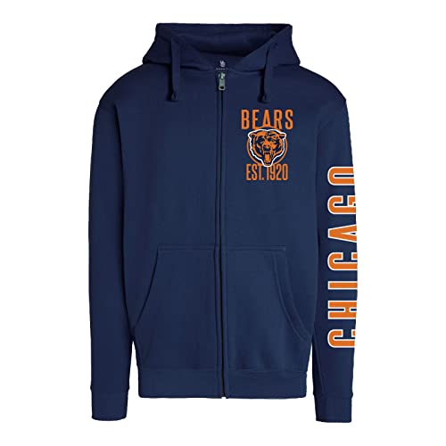 Junk Food Clothing x NFL - Chicago Bears - MVP Zip Hoodie - Unisex Adult Full Zip Hooded Sweatshirt for Men and Women - Size Large