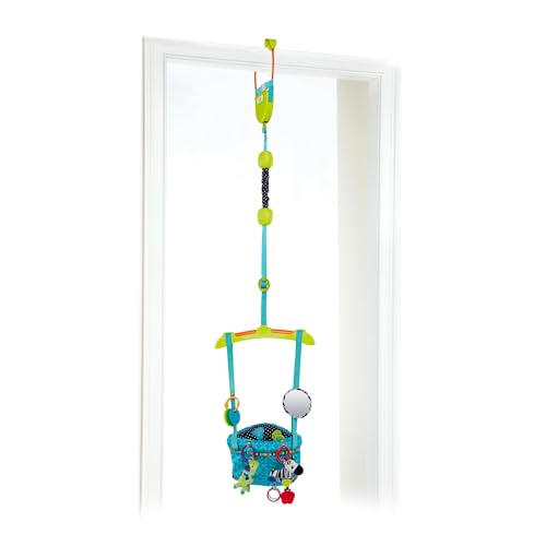 Bright Starts, Door Jumper - Bouncer 'n Spring Deluxe with Padded Seat, Door Clamp, Adjustable Strap, 4 Take-Along Toys, Ages 6 Months +