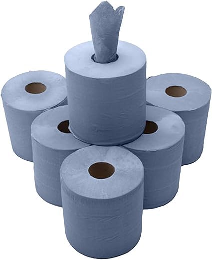 Aspect 12 Blue Rolls Strong and Absorbent Cleaning Paper Towels Ideal for Kitchens, Bathrooms, and Industrial