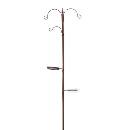 DIVCHI Bird Feeders Hanging Station With 2 Dishes Feeder Pole, Feeding Station, Metal Bird Feeder Stand, Feeders For Small Birds Garden Decorations (Only Station, Feeder Not Included)