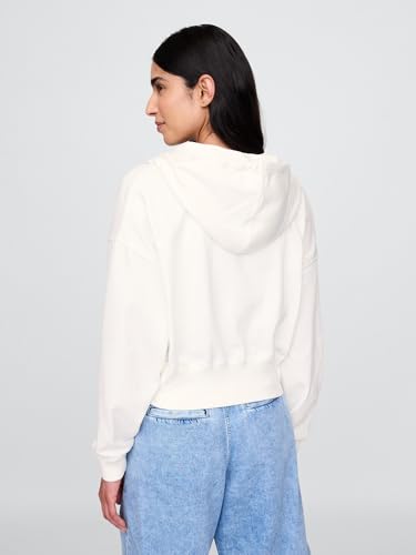 GAP Womens French Terry Logo Full Zip Hoodie New Off White Opt1 S