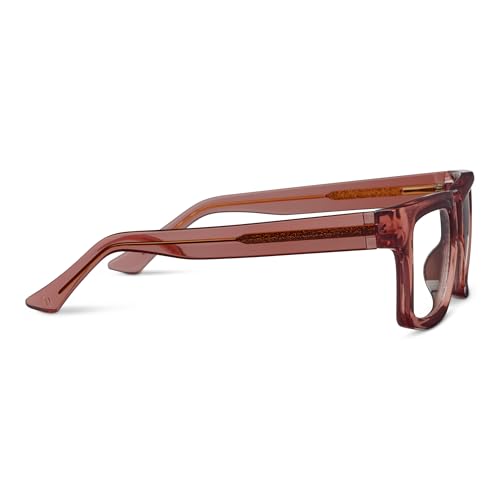 Peepers by PeeperSpecs Women's Spotlight Blue Light Blocking Reading Glasses and No Correction Eyewear Square, Rose, 1.25