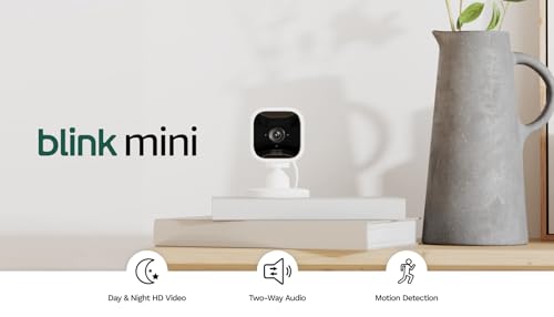 Blink Mini | Indoor plug-in pet security camera, 1080p HD day and night video, motion detection, two-way audio, easy setup, Alexa enabled — 1 camera (White)