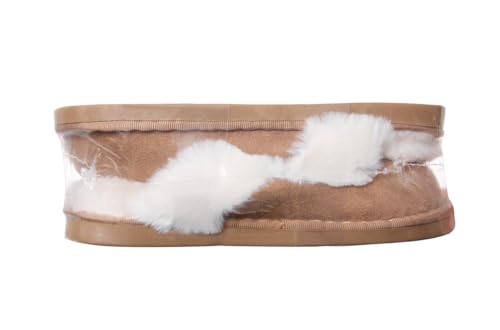 Misolin Womens Slipper Memory Foam Fluffy Slip-on House Suede Fur Lined/Anti-Skid Sole, Indoor & Outdoor Light Brown 5.5/6.5 UK, Light Brown