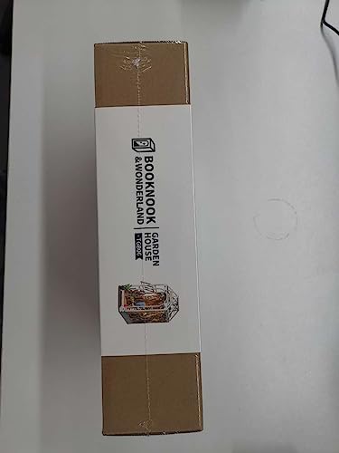 ROBOTIME Book Nook Kit Gardenhouse with LED Lights, DIY Miniature Dolls House Kit 3D Wooden Puzzle Bookend Booknook Book Shelf Decoration Gift
