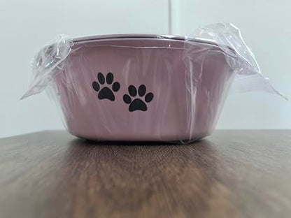 YUDANSI 860ml Pink Dog Bowls 2 Pack Small Medium Dogs Feeding Bowls Food Water Bowls with Non-Slip Silicone Sole, Stainless Steel Dog Dishes Elevated Raised Pet Feeder