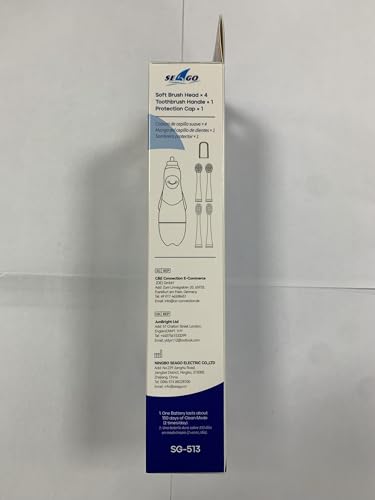 Seago Baby Toothbrush Age 0-2-3 Years Old Electric Toddler Kids Battery Powered Sonic Tooth Brush with Timer LED Light and 4 Soft Brush Heads for 6 Months and Up SG513 (Baby Blue)